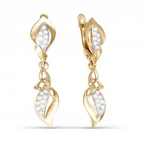 Золотые серьги КЮЗ Del'ta D120778 с фианитом D120778 фото