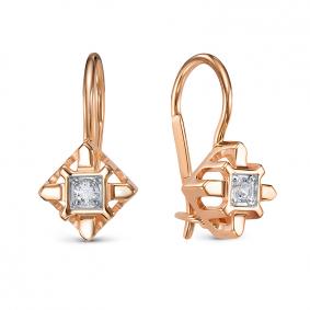 Золотые серьги КЮЗ Del'ta D1207781 с фианитом D1207781 фото