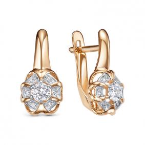 Золотые серьги КЮЗ Del'ta D1207814 с фианитом D1207814 фото