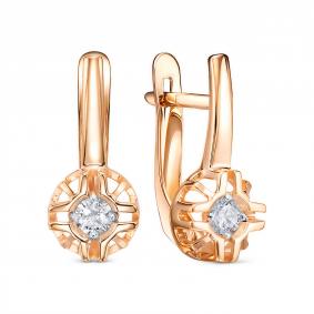 Золотые серьги КЮЗ Del'ta D1207824 с фианитом D1207824 фото