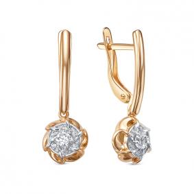 Золотые серьги КЮЗ Del'ta D1207828 с фианитом D1207828 фото