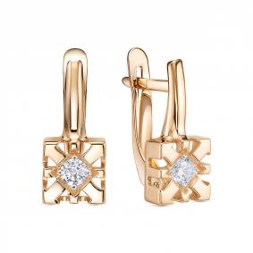 Золотые серьги КЮЗ Del'ta D1207830 с фианитом D1207830 фото
