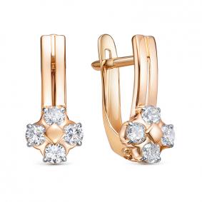 Золотые серьги КЮЗ Del'ta D1207858 с фианитом D1207858 фото