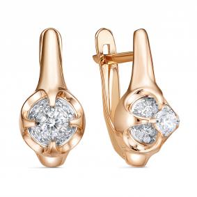 Золотые серьги КЮЗ Del'ta D1207919 с фианитом D1207919 фото