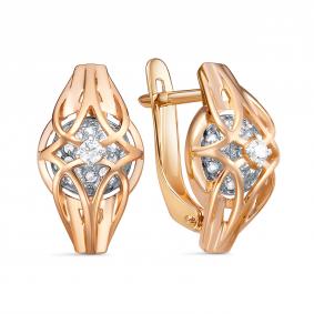 Золотые серьги КЮЗ Del'ta D1207922 с фианитом D1207922 фото