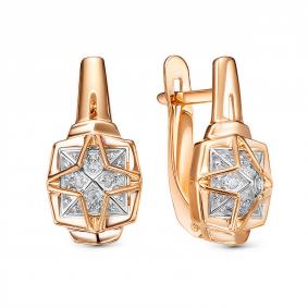 Золотые серьги КЮЗ Del'ta D1207924 с фианитом D1207924 фото