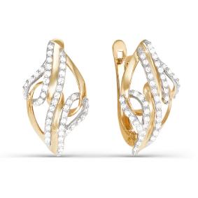 Золотые серьги КЮЗ Del'ta D120793 с фианитом D120793 фото