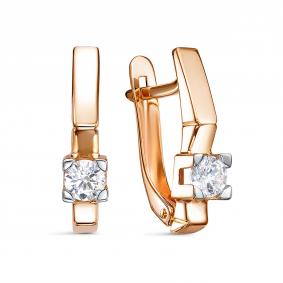 Золотые серьги КЮЗ Del'ta D1207965 с фианитом D1207965 фото