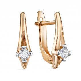 Золотые серьги КЮЗ Del'ta D1207971 с фианитом D1207971 фото