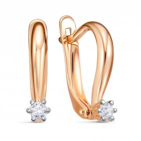 Золотые серьги КЮЗ Del'ta D1207974 с фианитом D1207974 фото