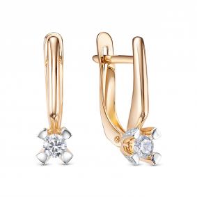 Золотые серьги КЮЗ Del'ta D1207975 с фианитом D1207975 фото