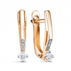 Золотые серьги КЮЗ Del'ta D1207984 с фианитом D1207984 фото