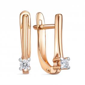 Золотые серьги КЮЗ Del'ta D1208000 с фианитом D1208000 фото