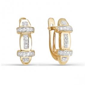 Золотые серьги КЮЗ Del'ta D120801 с фианитом D120801 фото