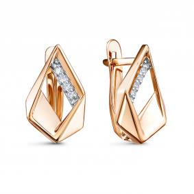 Золотые серьги КЮЗ Del'ta D1208020 с фианитом D1208020 фото