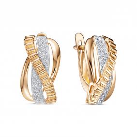 Золотые серьги КЮЗ Del'ta D1208024 с фианитом D1208024 фото