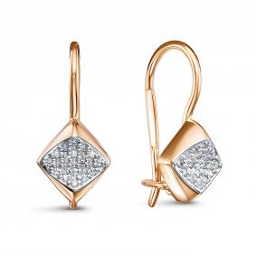 Золотые серьги КЮЗ Del'ta D1208032 с фианитом D1208032 фото