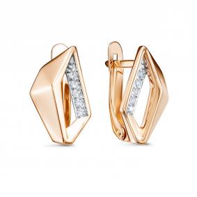 Золотые серьги КЮЗ Del'ta D1208039 с фианитом D1208039 фото
