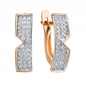 Золотые серьги КЮЗ Del'ta D1208044 с фианитом D1208044 фото