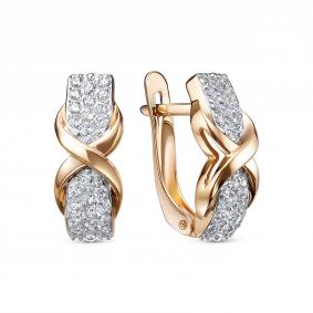 Золотые серьги КЮЗ Del'ta D1208050 с фианитом D1208050 фото