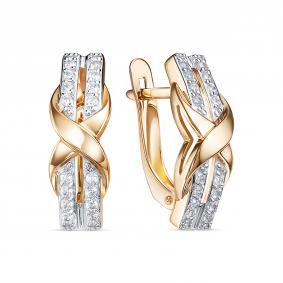 Золотые серьги КЮЗ Del'ta D1208053 с фианитом D1208053 фото