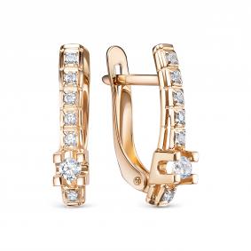 Золотые серьги КЮЗ Del'ta D1208069 с фианитом D1208069 фото