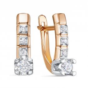 Золотые серьги КЮЗ Del'ta D1208073 с фианитом D1208073 фото