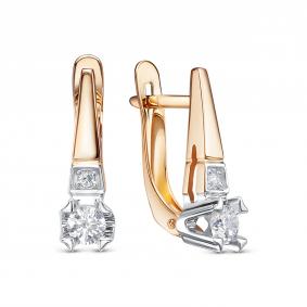 Золотые серьги КЮЗ Del'ta D1208074 с фианитом D1208074 фото