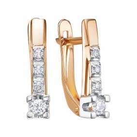Золотые серьги КЮЗ Del'ta D1208075 с фианитом D1208075 фото