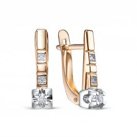 Золотые серьги КЮЗ Del'ta D1208076 с фианитом D1208076 фото