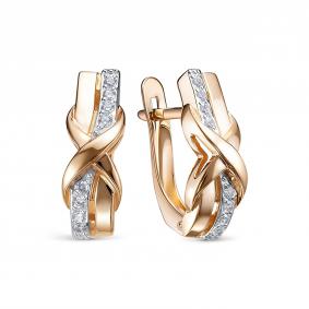 Золотые серьги КЮЗ Del'ta D1208079 с фианитом D1208079 фото