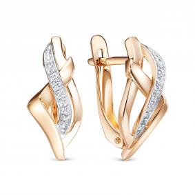 Золотые серьги КЮЗ Del'ta D1208081 с фианитом D1208081 фото