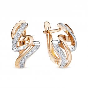 Золотые серьги КЮЗ Del'ta D1208082 с фианитом D1208082 фото