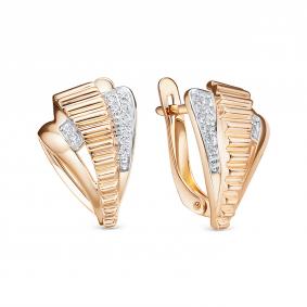 Золотые серьги КЮЗ Del'ta D1208084 с фианитом D1208084 фото