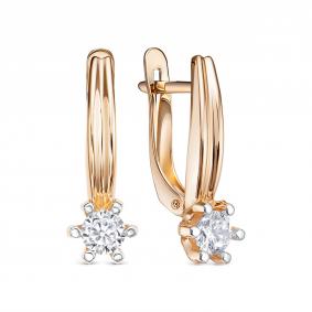 Золотые серьги КЮЗ Del'ta D1208105 с фианитом D1208105 фото