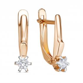 Золотые серьги КЮЗ Del'ta D1208107 с фианитом D1208107 фото