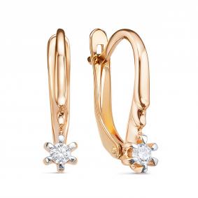Золотые серьги КЮЗ Del'ta D1208109 с фианитом D1208109 фото