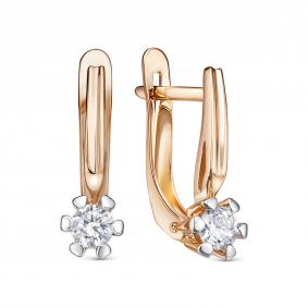 Золотые серьги КЮЗ Del'ta D1208111 с фианитом D1208111 фото
