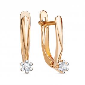 Золотые серьги КЮЗ Del'ta D1208112 с фианитом D1208112 фото