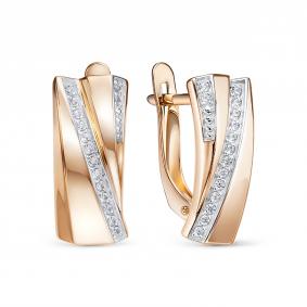 Золотые серьги КЮЗ Del'ta D1208114 с фианитом D1208114 фото