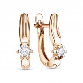 Золотые серьги КЮЗ Del'ta D1208126 с фианитом D1208126 фото