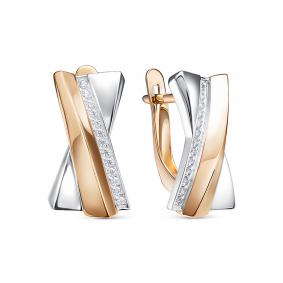 Золотые серьги КЮЗ Del'ta D1208128 с фианитом D1208128 фото