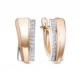 Золотые серьги КЮЗ Del'ta D1208129 с фианитом D1208129 фото