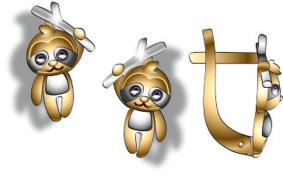 Золотые серьги КЮЗ Del'ta D1208131 с фианитом D1208131 фото