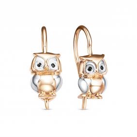 Золотые серьги КЮЗ Del'ta D1208132 с фианитом D1208132 фото