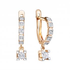 Золотые серьги КЮЗ Del'ta D1208141 с фианитом D1208141 фото