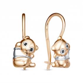 Золотые серьги КЮЗ Del'ta D1208173 с фианитом D1208173 фото