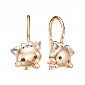 Золотые серьги КЮЗ Del'ta D1208183 с фианитом D1208183 фото