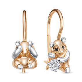 Золотые серьги КЮЗ Del'ta D1208194 с фианитом D1208194 фото