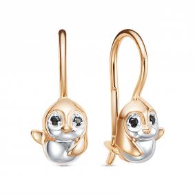 Золотые серьги КЮЗ Del'ta D1208196 с фианитом D1208196 фото